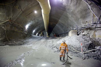 Tunnel with geologist working